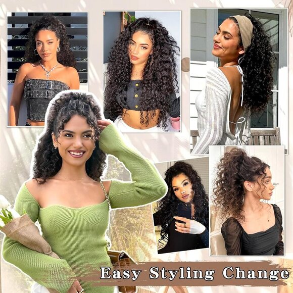 Curly Ponytail Extension Synthetic 18 Inch Drawstring Daily Party Use main image 4